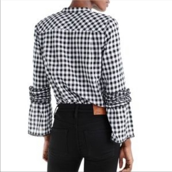 J Crew gingham bell sleeve top - Picture 3 of 6